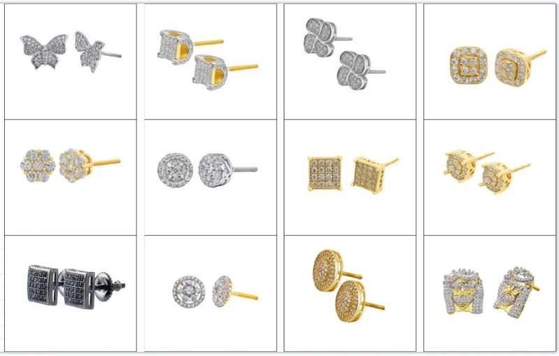 Studs Earrings Diamond Square Cubic Zirconia Earrings Jewelry
