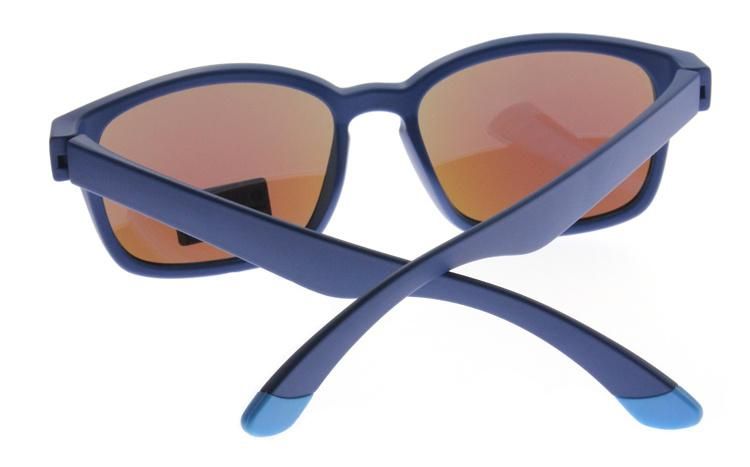 Blue Mirror Lens Double Injection Molded Plastic Tr90 Men Sunglasses