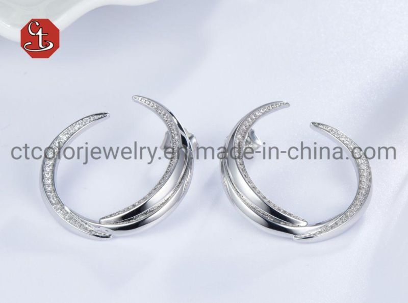 Wholesale 925 Sterling Silver Jewelry Inlaid Earring with Gemstone