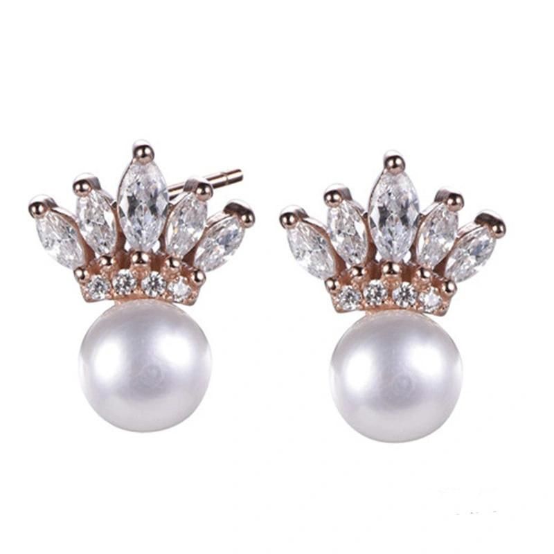 925 Silver Fashion Leaf Stud Earring with CZ