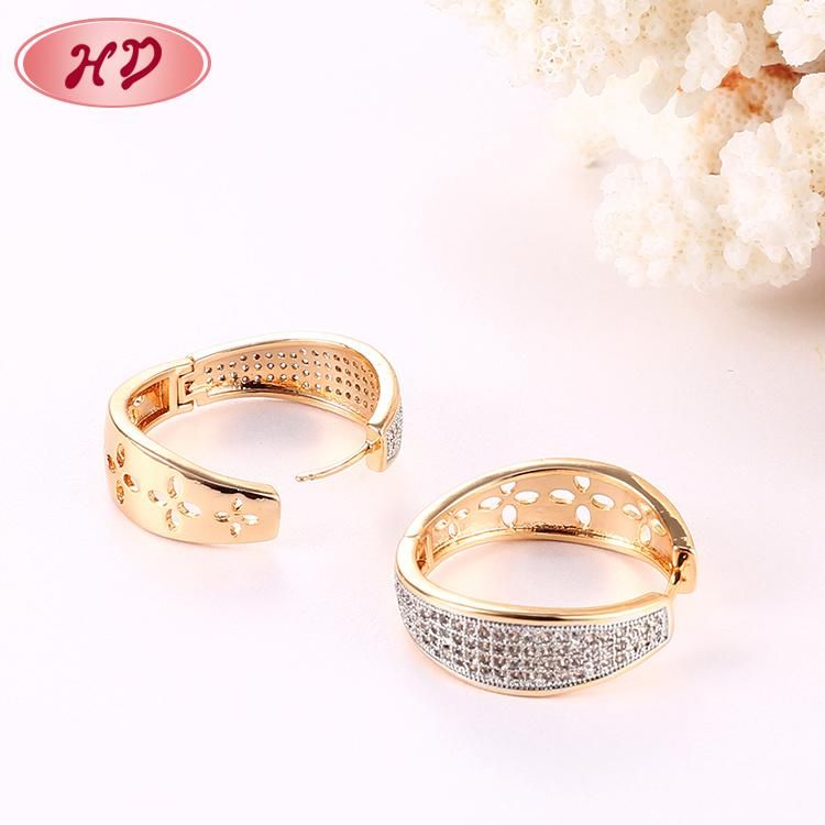 Fashion 18K Gold Silver Jewelry Alloy Stud Drop Hoop Huggie CZ Earrings with Crystal for Women