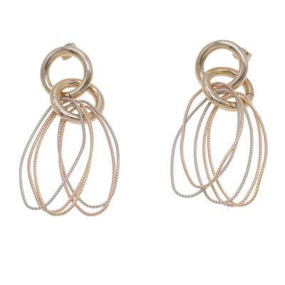 Fashion Tricolor Gold Plated Women&prime;s Drop Earrings