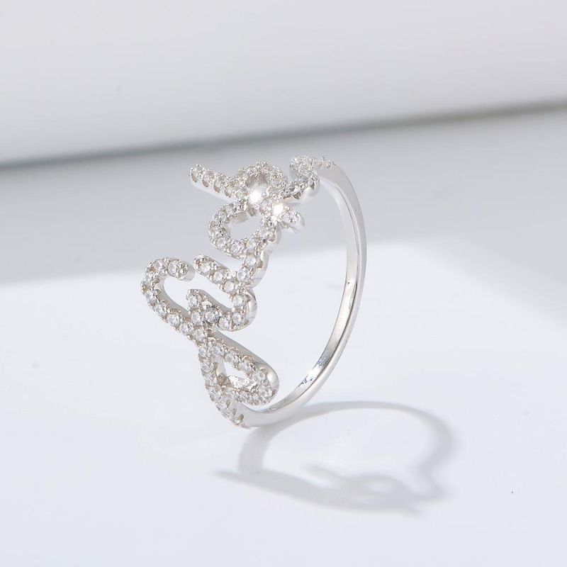 Fashion English Letter Filling Zircon Nice Design Ring