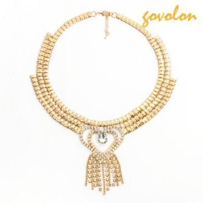 New Fashion Golden Alloy Necklace with Heart Shape Pendant