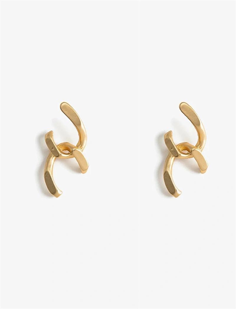 Manufacture Wholesale Custom Multiple Link Chain Drop Earrings in 18K Gold Plated Cuban Stud Earring for Women Fashion Bijoux Accessories