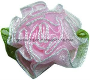 Handmade Craft Organza Flowers Bow with Leaves