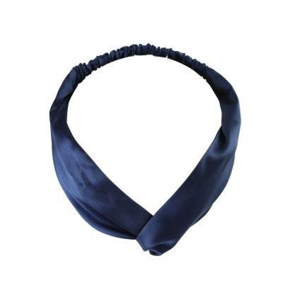 Factory Price Girls Blue Silk Custom Headbands Luxury Elastic Hairband