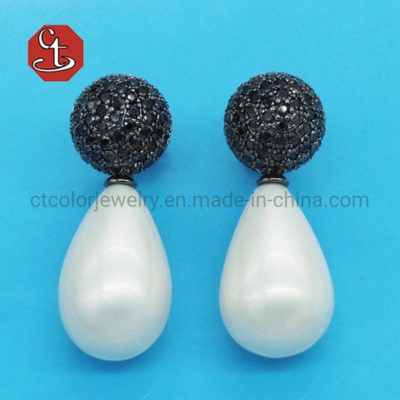 Elegant 925 Sterling Silver Earrings Jewelry Fashion Shining CZ Zirconia Pearl Ball Stud Earrings for Women Birthday Gifts