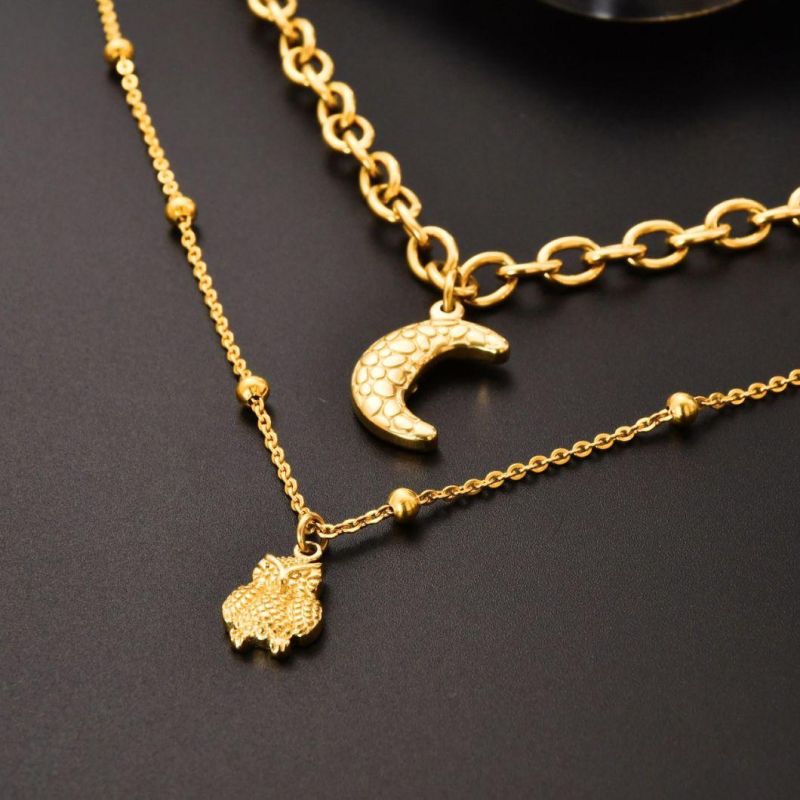 Handmade Gold Plated Fashion Jewelry Charm Pendant Lady Layering Stainless Steel Necklace Jewellery