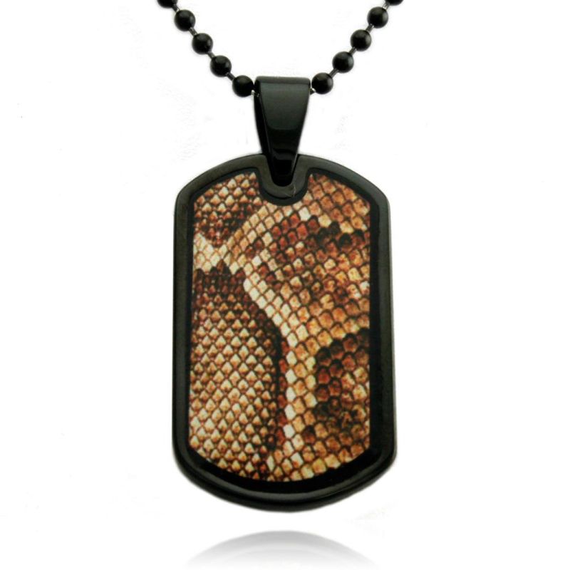 Tungsten Snake Anaconda Dog Tag Pendant with Ball Chain Necklace