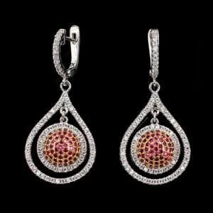 Fashion Dangle Clip on Stylish Pave CZ Ball Earring Jewelry