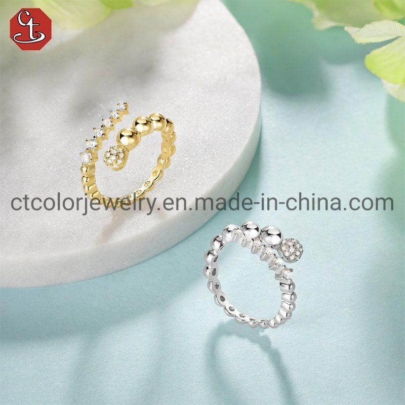 Fashion Simple Design 925 Silver and Brass Adjustable Ring Jewelry