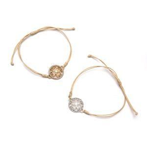 Fashion Jewelry Filigree Crystal Charm Cord Bracelet Set