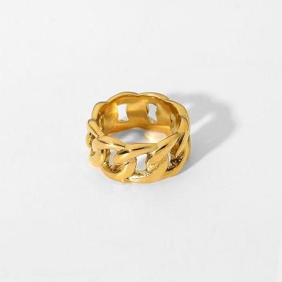 Punk Rings-18K Gold Plated Twisted Rings Stacking Band Ring Women Statement Rings Size 6 to 8