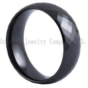 Facet Black Plated Tungsten Carbide Ring (OAGR0139)
