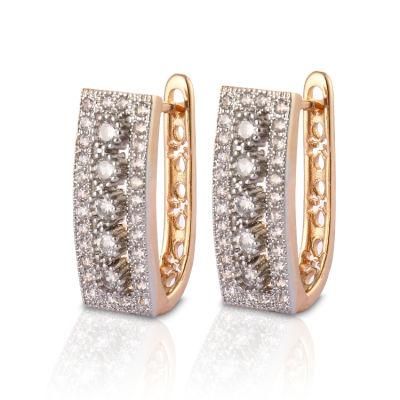 Fashion Costume Women Jewelry 14K 18K Gold Plated Imitation Huggie Hoop Earring with CZ Pearl