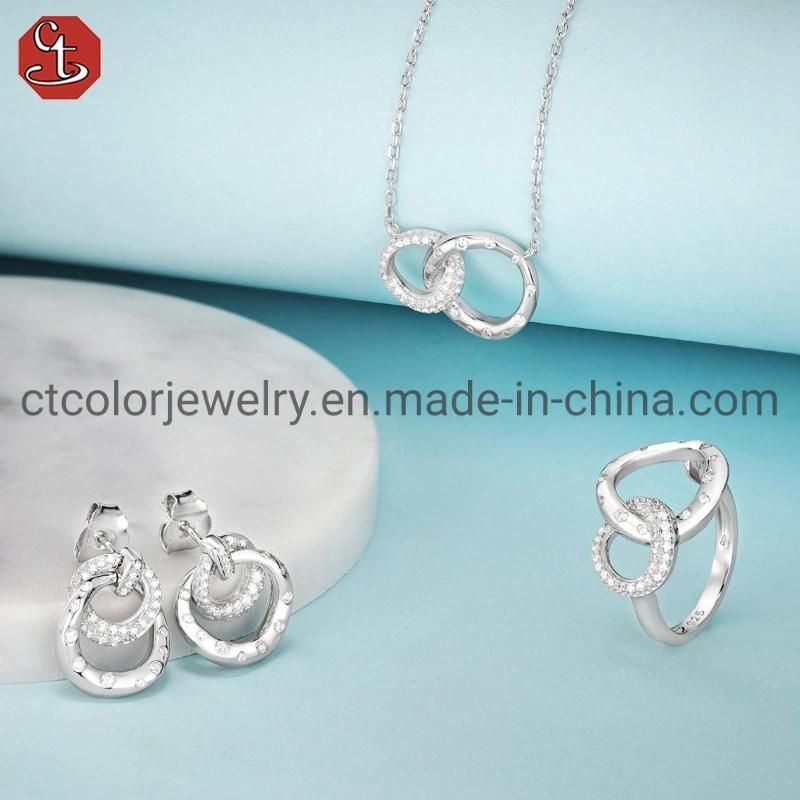 Custom Design Fashion 925 Silver Jewelry Necklace Ring Earring Jewelry set