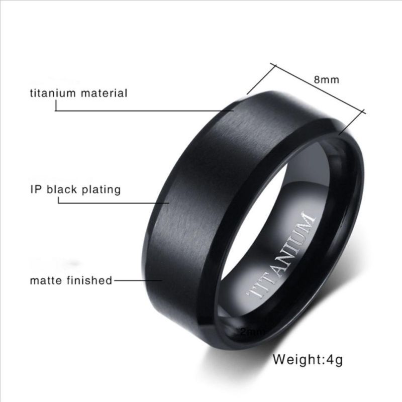 Factory Wholesale 8mm Hand-Brushed Solid Titanium Ring Simple Basic Ring for Men Tr1995