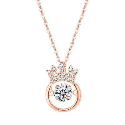 925 Sterling Silver Cubic Zirconia Stone Pendant Women Necklace