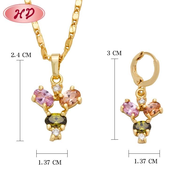 New Fashion Wedding Elegant Hot Sale Gold Plated Zircon Jewelry Sets