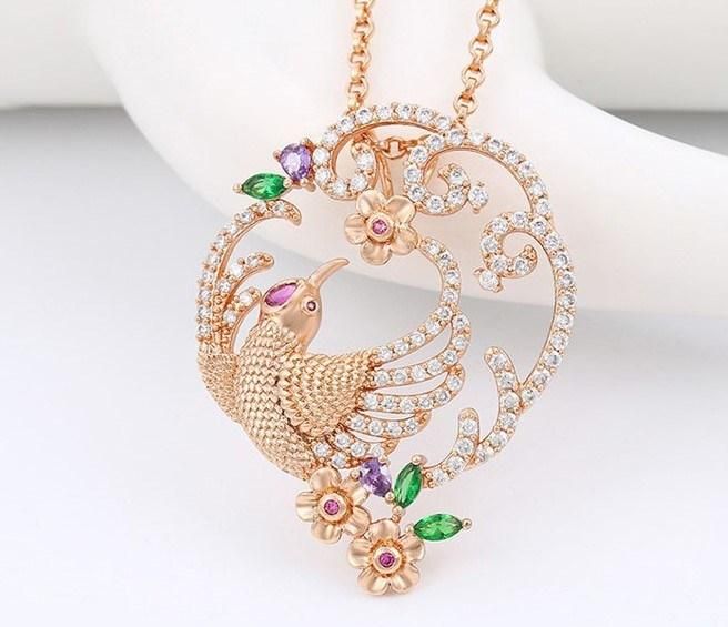 New Bird Design Good Looking Wholesale Rose Fashion Crystal Necklace