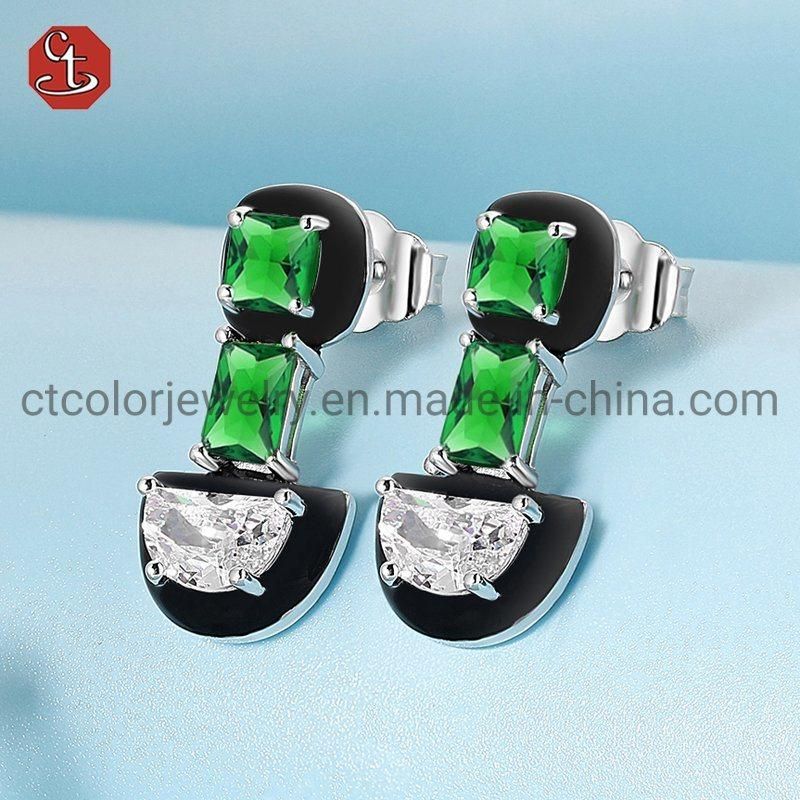 Wholesale Fashion Jewelry Jewellery 925 Sterling Silver Blue Gemstone Enamel Earrings