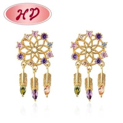 Arabic Fashion Fake 18K Rose Gold Plated CZ Stud Earring New Model 2020 Designs Stud Earrings for Women