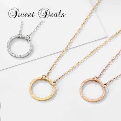 Fashion Jewelry Necklace Geometric Round Pendant Stainless Steel Necklace