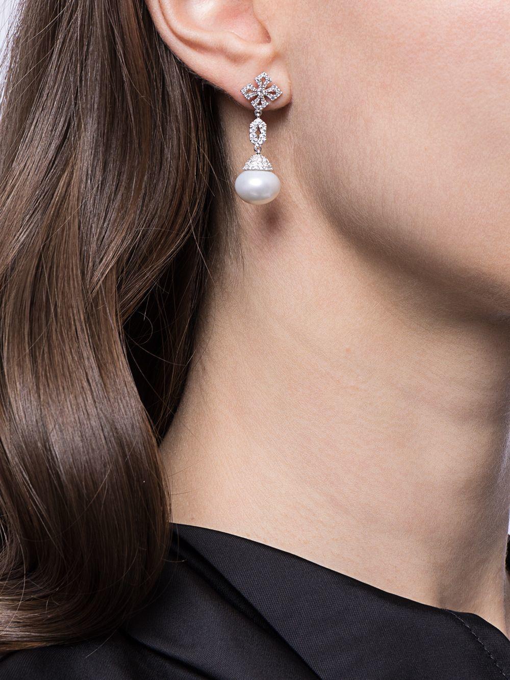 Pearl Crystal Temperament Long Asymmetric Earrings Jewelry