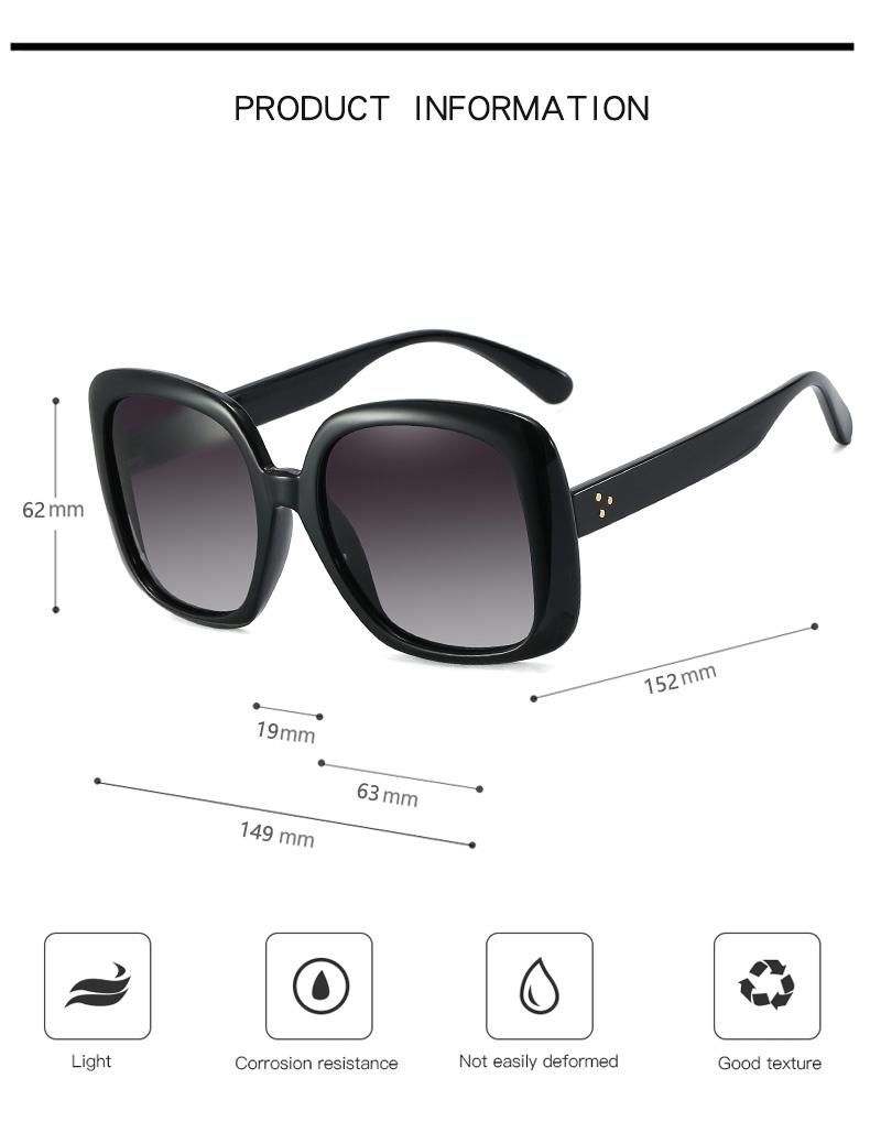 PC Oversize Rectangle and Square Custom Logo Ready to Ship Women Fashion Polarized Sunglasses