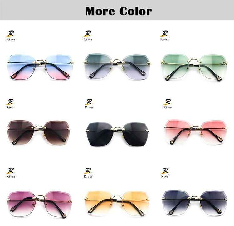 New Custom Logo Ready Fashion Frameless Women Sunglasses