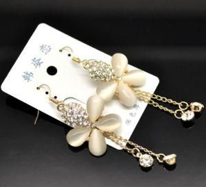 Charming Fashion Rhinestone Cat&prime;s Eye Glass Flower Earrings W/ Gift Box (C00110)