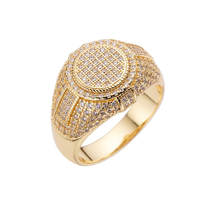 Wholesale New 925 Silver Hip Hop Iced out Gold Plated Mens Diamond Ring Jewelry