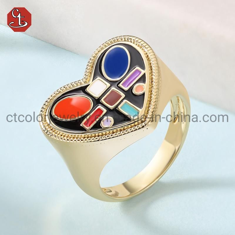 New Special Design Gold Plating Ring Fashion Jewelry 925 Sterling Silver Color Enamel Rings