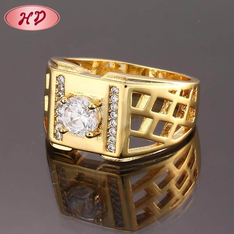 14K 18K Gold Plated Fashion Wedding Engagement Jewelry Stainless Steel Silver Finger Man Rings Design