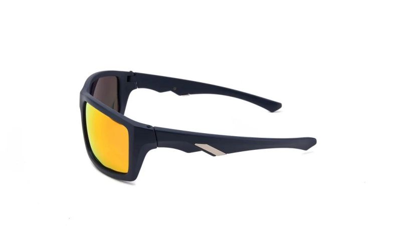 Man Sports Sunglasses Black Frame Mirrored Lens for Running&Cycling