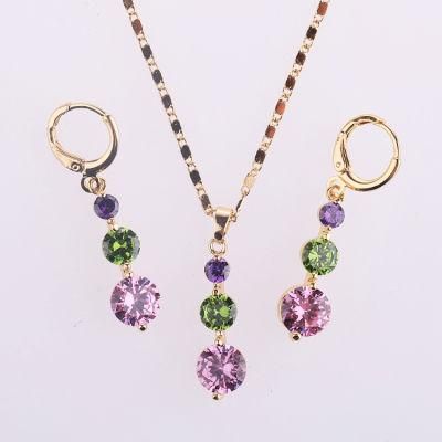 Wholesale Hengdian Costume Fashion Imitation Gold Plated Earring Sets Pendant Necklace Jewelry