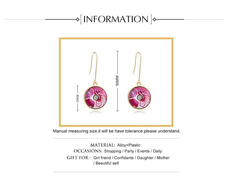 Luxury Hanging Flamingo Pattern Enamel Earring for Women