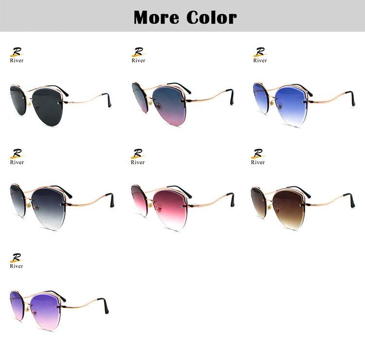 New Custom Logo Fashion Stock Half Framewomen Sunglasses