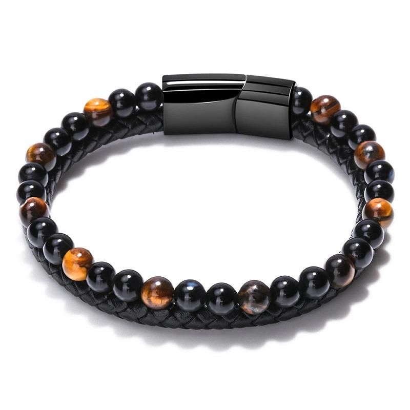 Men Jewelry Magnetic Clasp Tiger Eye Beads Natural Stone Bracelet