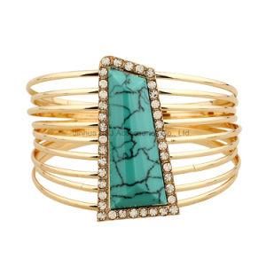 Turquoise Stone Gold Bangles 2017 New Accessories Women jewelry Bracelet