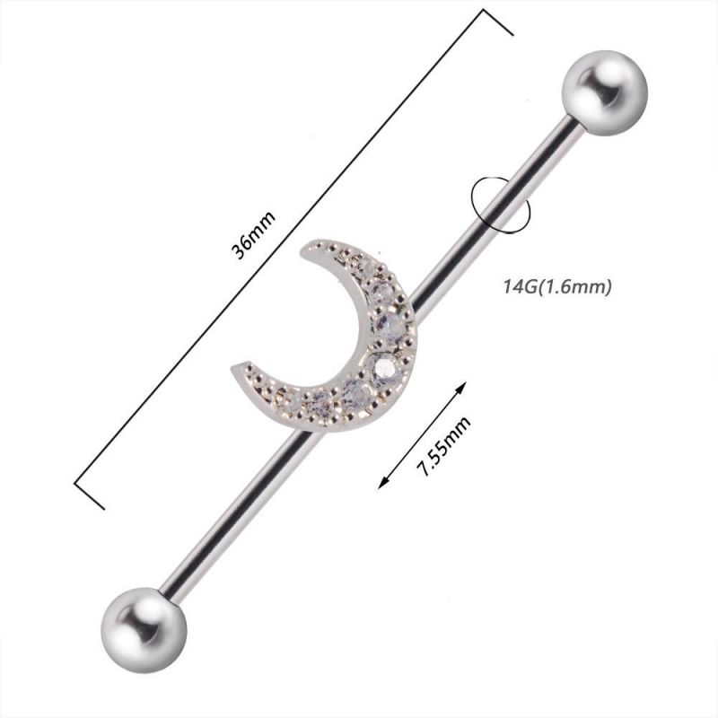 Titanium Industrial Barbelss Moon&Flower Series Body Piercing jewelry, Sold as Piece