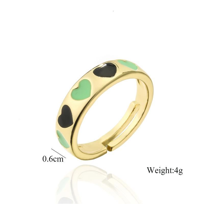 Mixed Color Enamel Love Opening Ring Female Personality Ring