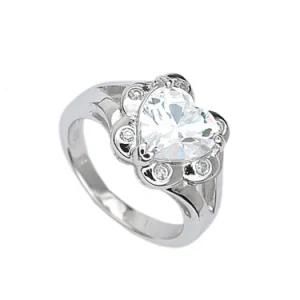 Sparkling White Gold Filled Women White Sapphire Ring Jewelry Gift