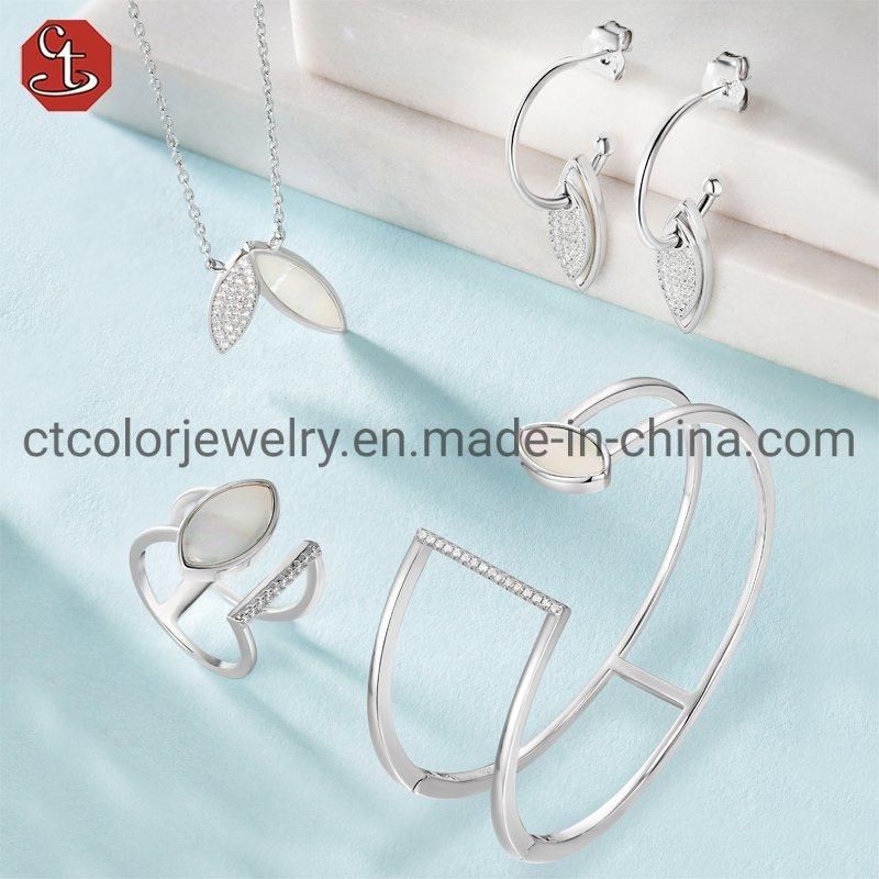 Fashion 925 Sterling Silver Rings Custom Shell Pearls Rings Jewelry