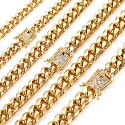 Women Men Stainless Steel Twist Rope Silver Gold Plated Curb Diamond Cuban Link Chain Necklace