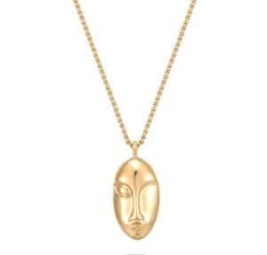 Fashionable Women Minimalist Face Shape Pendant 18K Gold Plated Stainless Steel Necklace Jewelry Wholesale