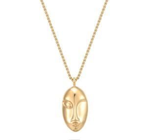 Fashionable Women Minimalist Face Shape Pendant 18K Gold Plated Stainless Steel Necklace Jewelry Wholesale