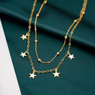 Trendy 2022 Bohemian 925 Silver Jewelry 18K Gold Filled Beads Star Pendant Choker Layered Necklace Moda Boda Oros Collar Regalos