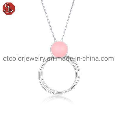 Fashion Jewelry Jewellery 925 Sterling Silver Enamel Simple Circle Necklace